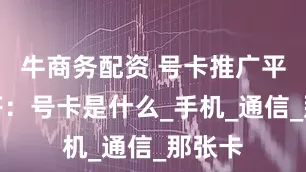 牛商务配资 号卡推广平台解答：号卡是什么_手机_通信_那张卡